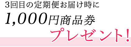 3回目の定期便お届け時に1,000円商品券プレゼント!