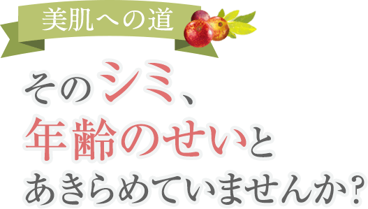 美肌への道 そのシミ、年齢のせいとあきらめていませんか？