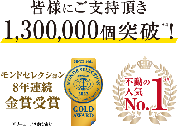 皆様にご支持頂き1,200,000個突破！モンドセレクション7年連続金賞受賞　不動の人気No.1