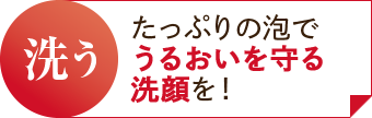 洗う：たっぷりの泡でうるおいを守る洗顔を!