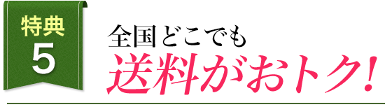 特典5 全国どこでも全商品送料無料